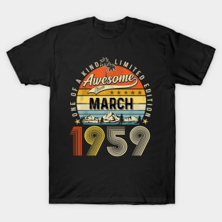 Awesome Since March 1959 Vintage 64th Birthday T-Shirt